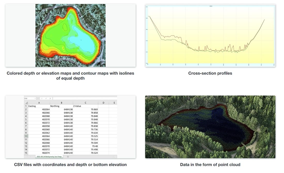 Bathymetric Survey Deliverables — Depth Map, Cross-Section, Point Cloud